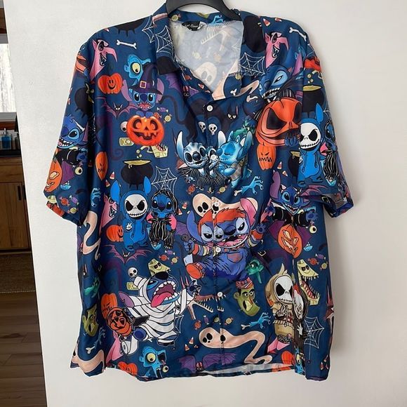 ❗SOLD❗Disney Halloween Stitch Themed Button Down Shirt - Picture 2 of 6